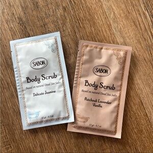 New Sabon body scrubs sample packets x 2 15g each
